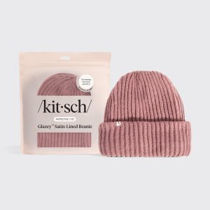Glazey Satin-Lined Beanie in Blush